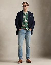 Sailboat-Print Oxford Camp Shirt