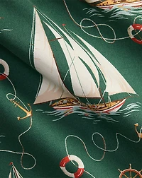 Sailboat-Print Oxford Camp Shirt