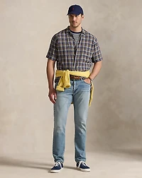 Plaid Linen-Cotton Camp Shirt