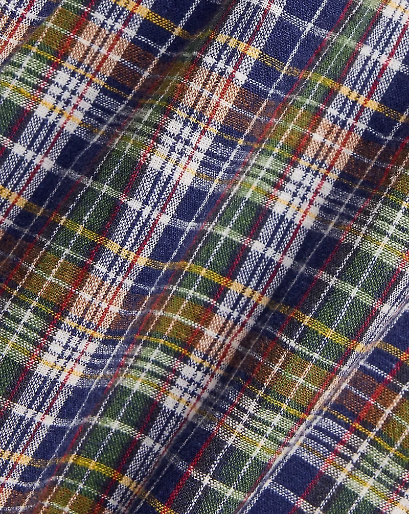 Plaid Linen-Cotton Camp Shirt