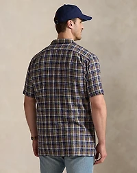 Plaid Linen-Cotton Camp Shirt