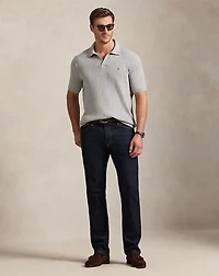 Rib-Knit Cotton Johnny-Collar Sweater