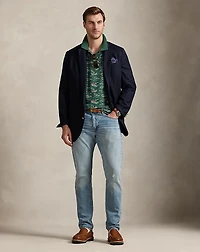 Scenic-Print Mesh Polo Shirt