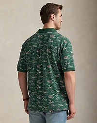 Scenic-Print Mesh Polo Shirt