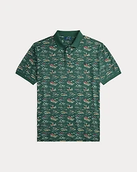 Scenic-Print Mesh Polo Shirt