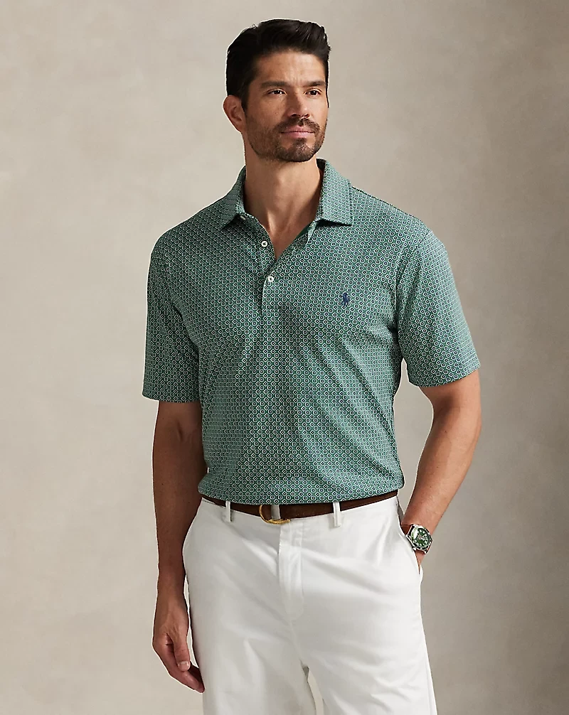 Foulard-Print Soft Cotton Polo Shirt