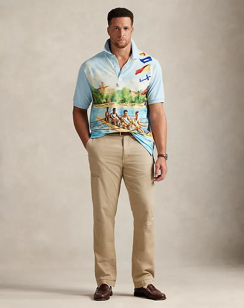 Regatta-Print Mesh Polo Shirt