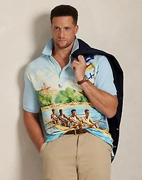 Regatta-Print Mesh Polo Shirt