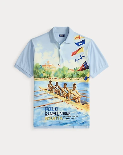 Regatta-Print Mesh Polo Shirt