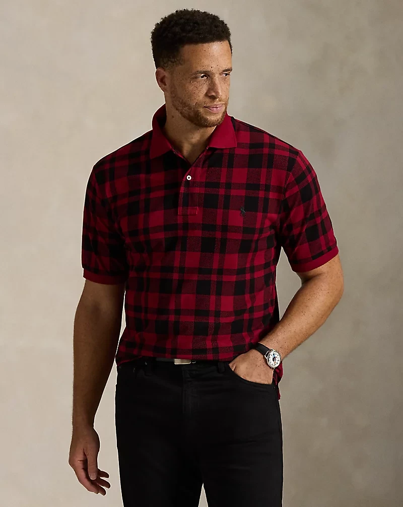 Plaid Mesh Polo Shirt