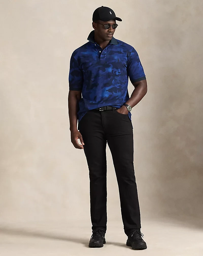 Camo-Print Mesh Polo Shirt