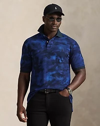 Camo-Print Mesh Polo Shirt