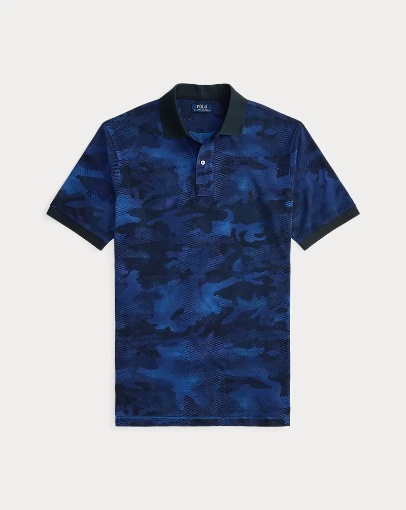 Camo-Print Mesh Polo Shirt