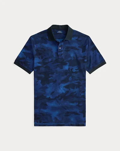 Camo-Print Mesh Polo Shirt