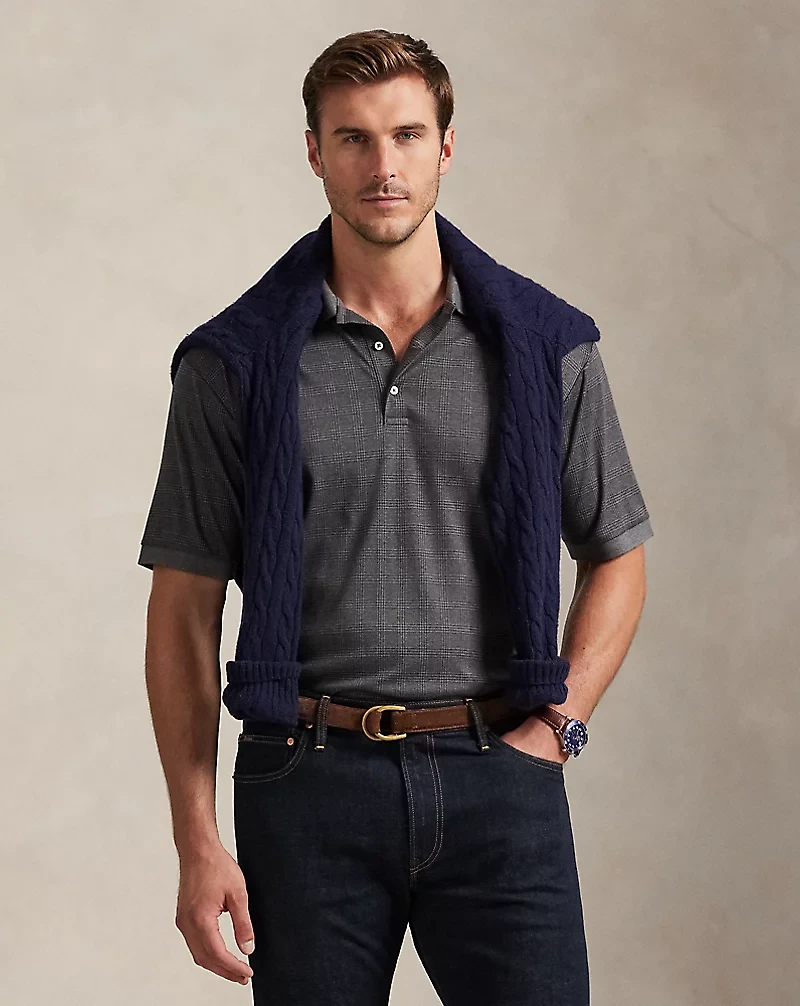 Glen Plaid Soft Cotton Polo Shirt