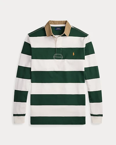 Khaki-Collar Striped Rugby Shirt