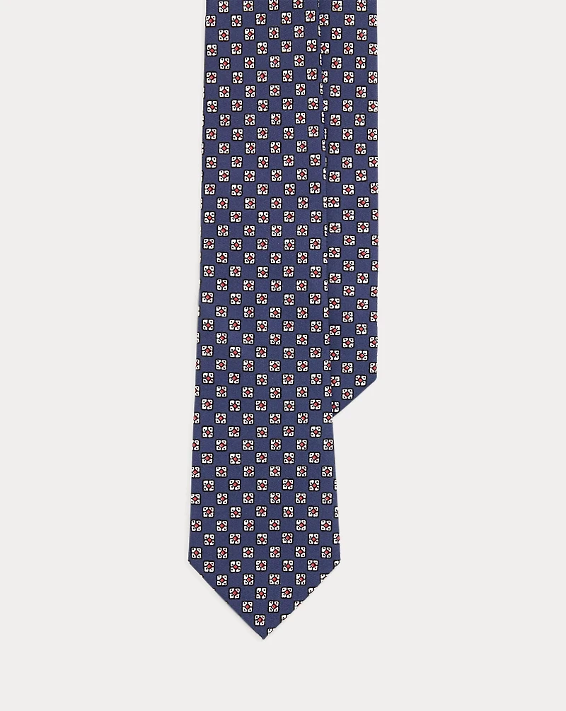 Square-Print Silk Twill Tie 