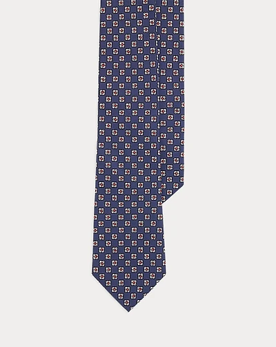Square-Print Silk Twill Tie 