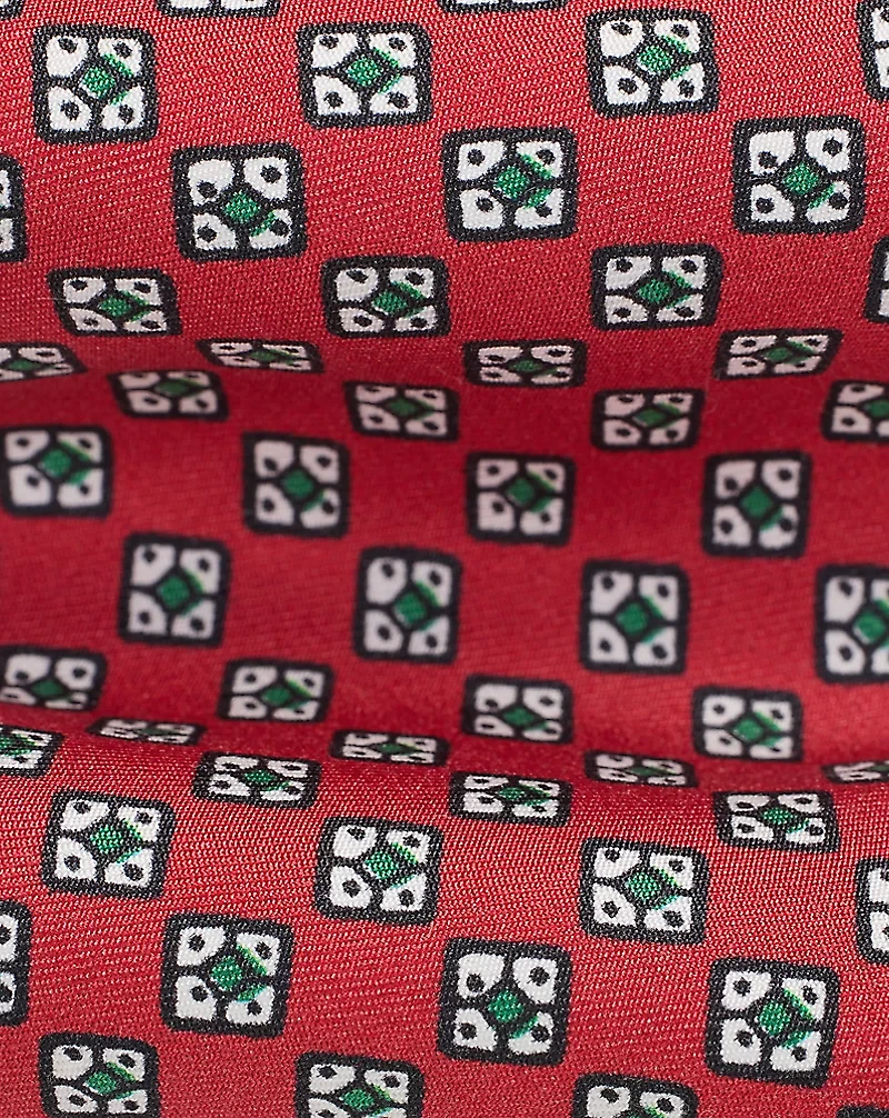 Square-Print Silk Twill Tie 