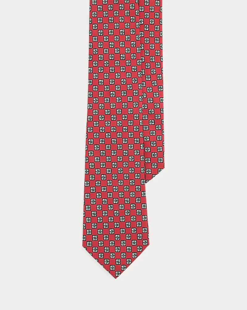Square-Print Silk Twill Tie