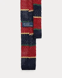Crest-Patch Striped Knit Silk Tie