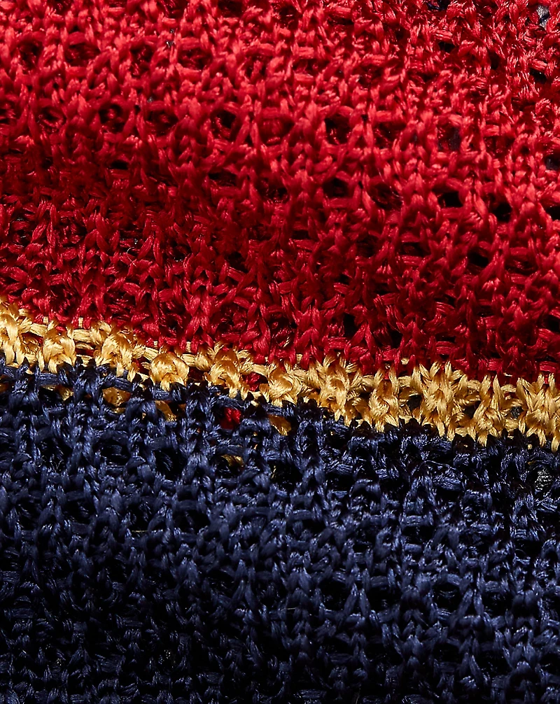 Crest-Patch Striped Knit Silk Tie