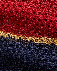 Crest-Patch Striped Knit Silk Tie