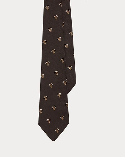 Vintage-Inspired Ram-Patterned Silk Tie 