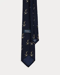 Anchor-Patterned Wool-Silk Tie