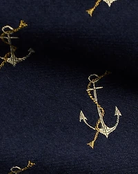 Anchor-Patterned Wool-Silk Tie