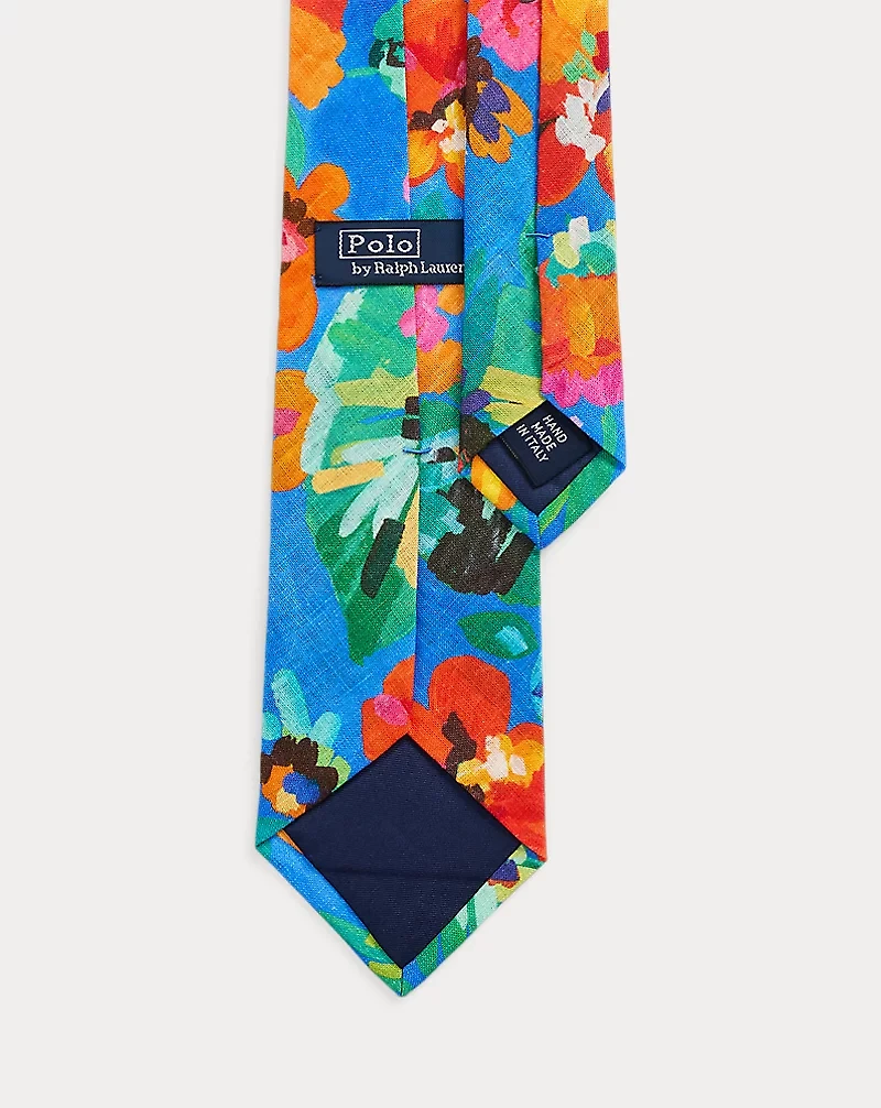 Floral-Print Linen Tie