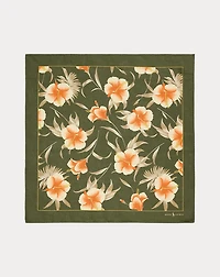 Floral-Print Linen Bandanna