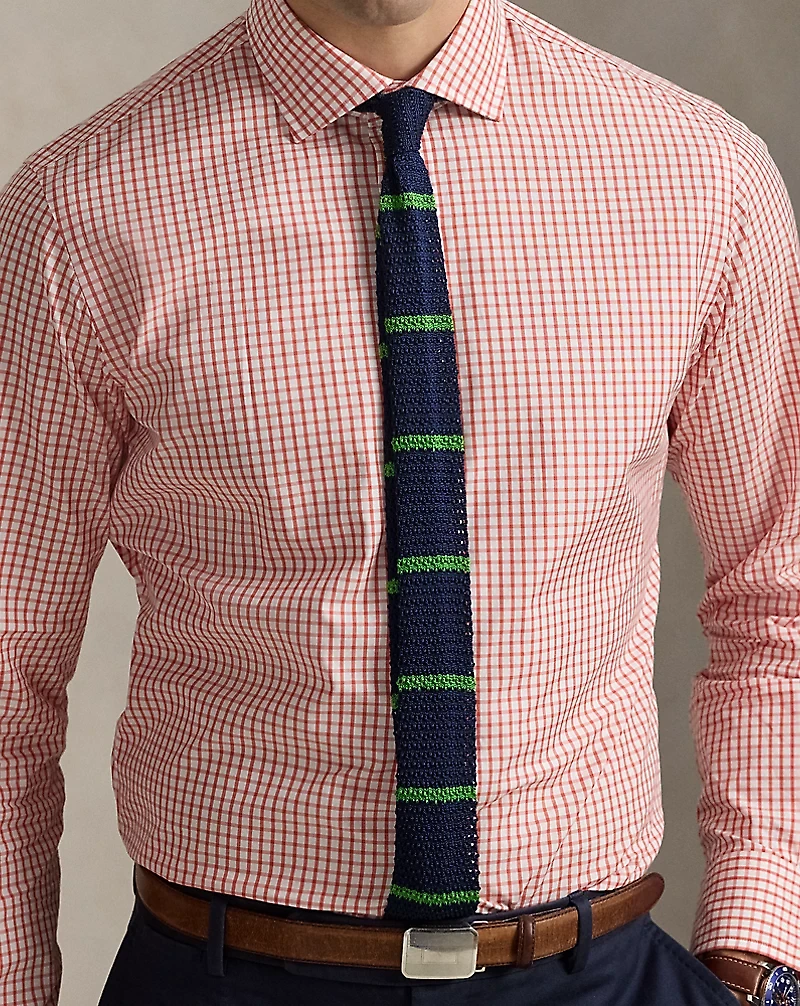 Custom Fit Checked Poplin Shirt