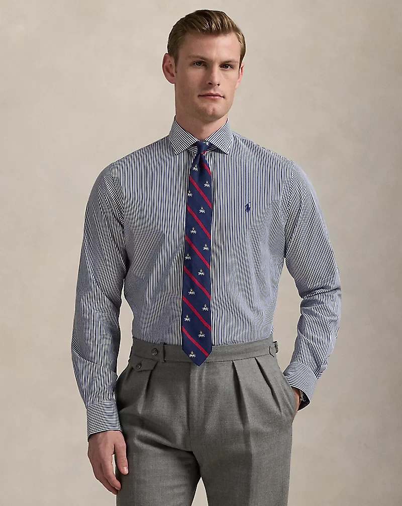 Classic Fit Striped Poplin Shirt