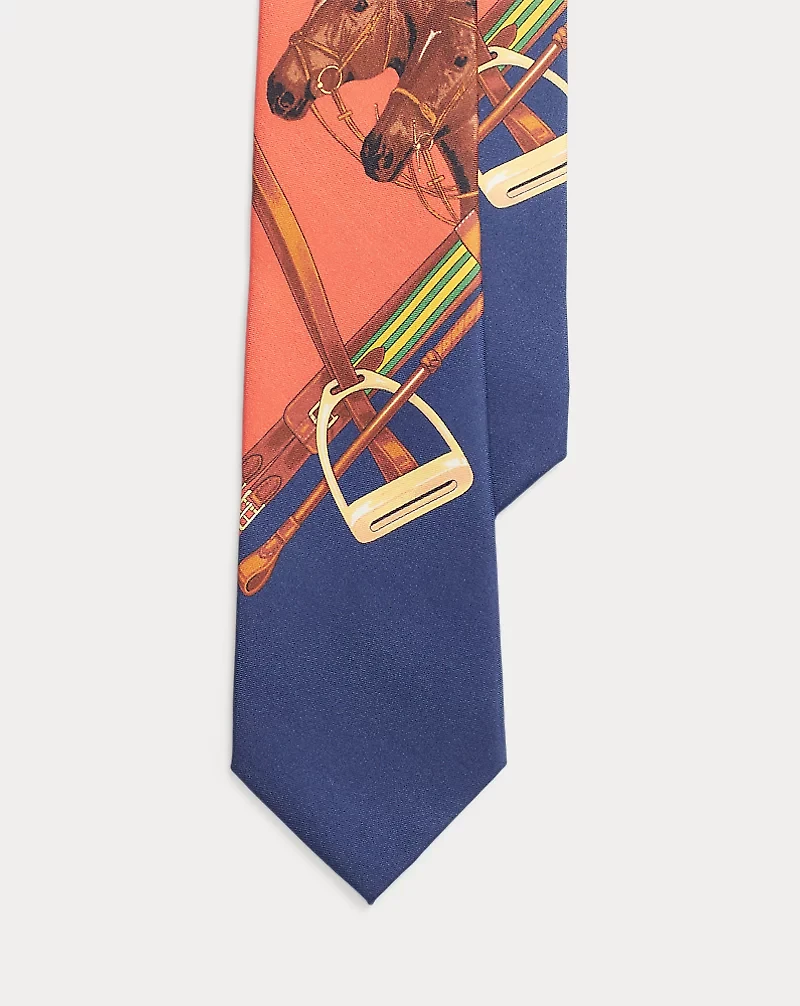 Equestrian-Print Silk Twill Tie