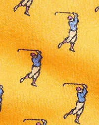 Golfer-Print Linen Tie