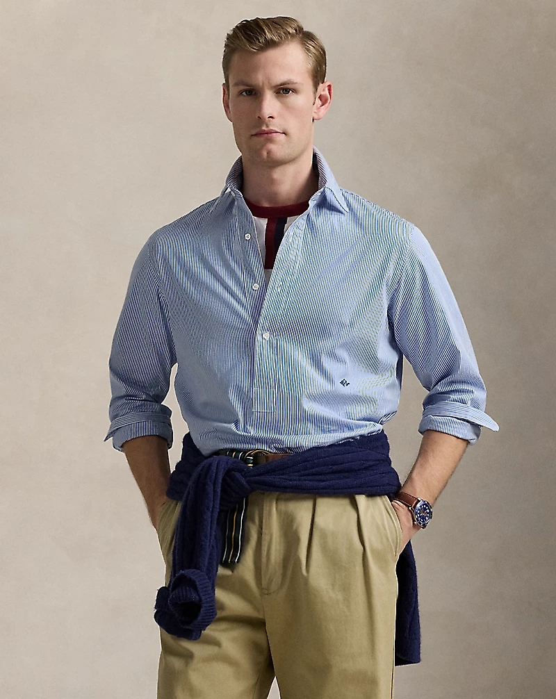 Classic Fit Striped Popover Shirt