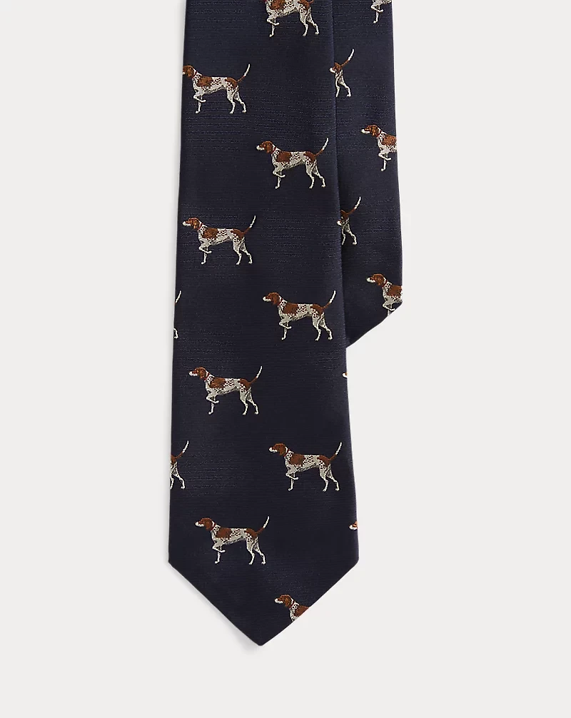Dog-Patterned Silk Twill Tie