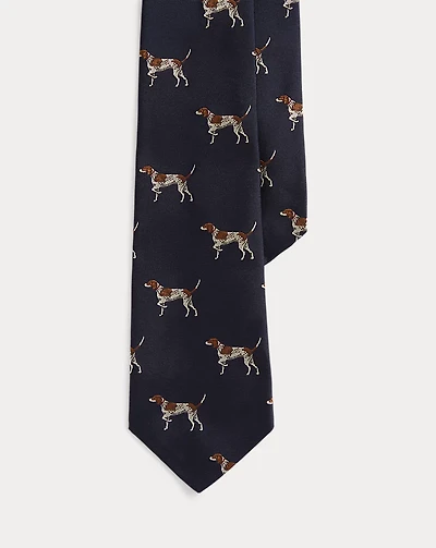 Dog-Patterned Silk Twill Tie