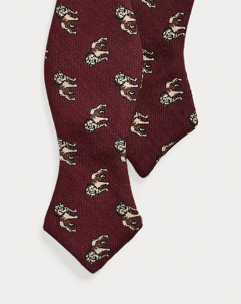 Dog-Print Wool Challis Bow Tie