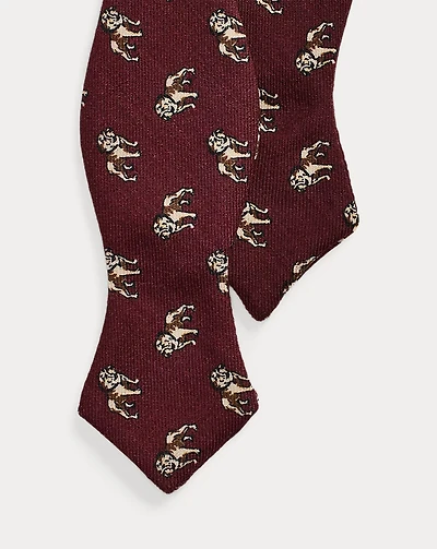 Dog-Print Wool Challis Bow Tie