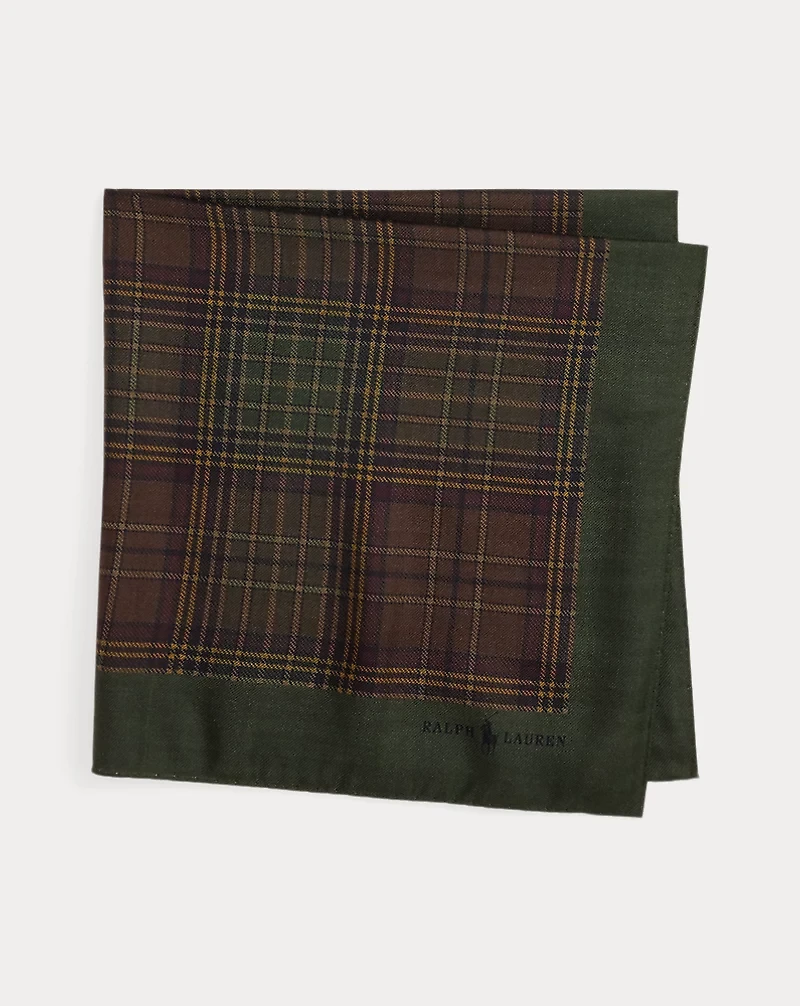 Plaid-Print Wool Bandanna