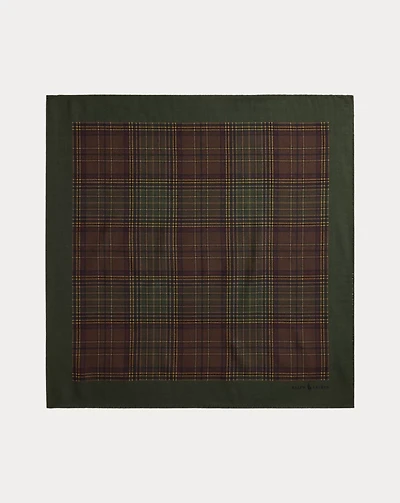 Plaid-Print Wool Bandanna