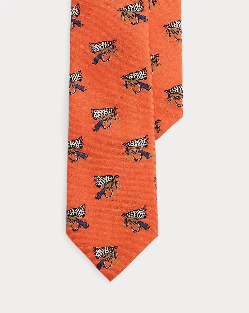 Fishing-Tackle-Print Wool Challis Tie