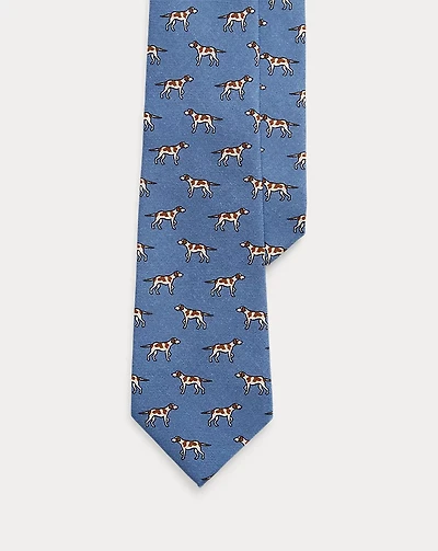 Dog-Print Wool Challis Tie