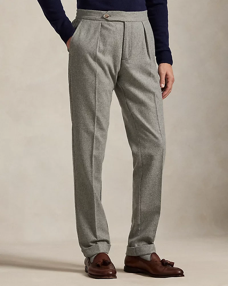 Pleated Wool Flannel Trouser