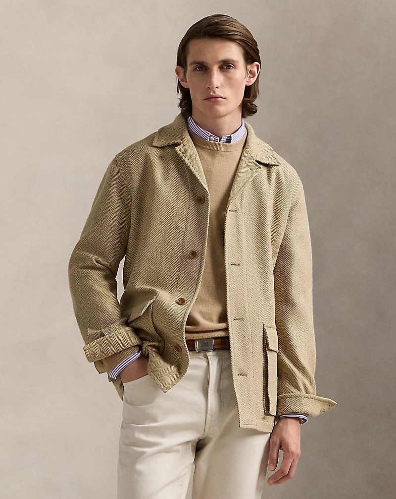 Tailored Silk Herringbone Jacket