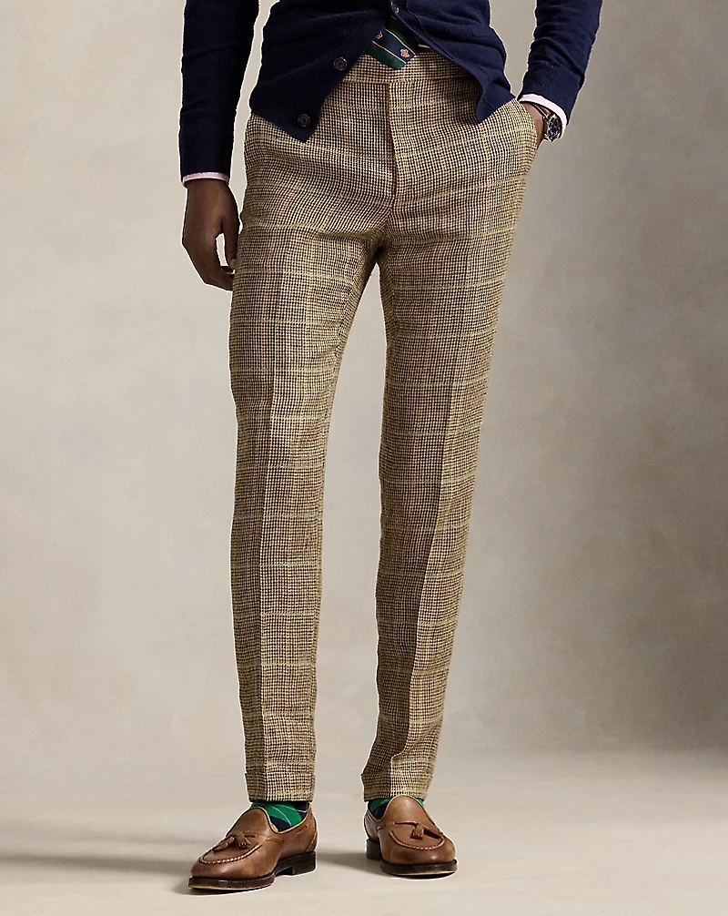 Tick-Weave Linen-Silk Suit Trouser