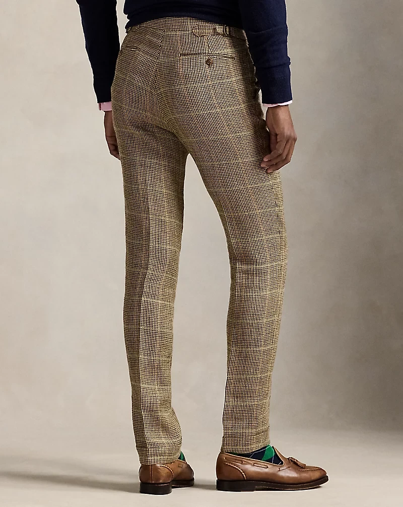 Tick-Weave Linen-Silk Suit Trouser