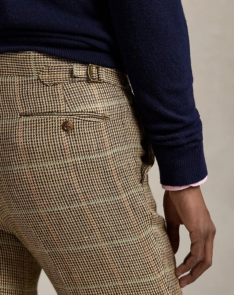 Tick-Weave Linen-Silk Suit Trouser
